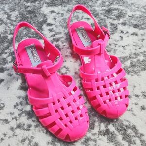 Jeffrey Campbell PLAY Retro Vintage Childhood JELLIES 80'S 90'S Neon Pink Straps